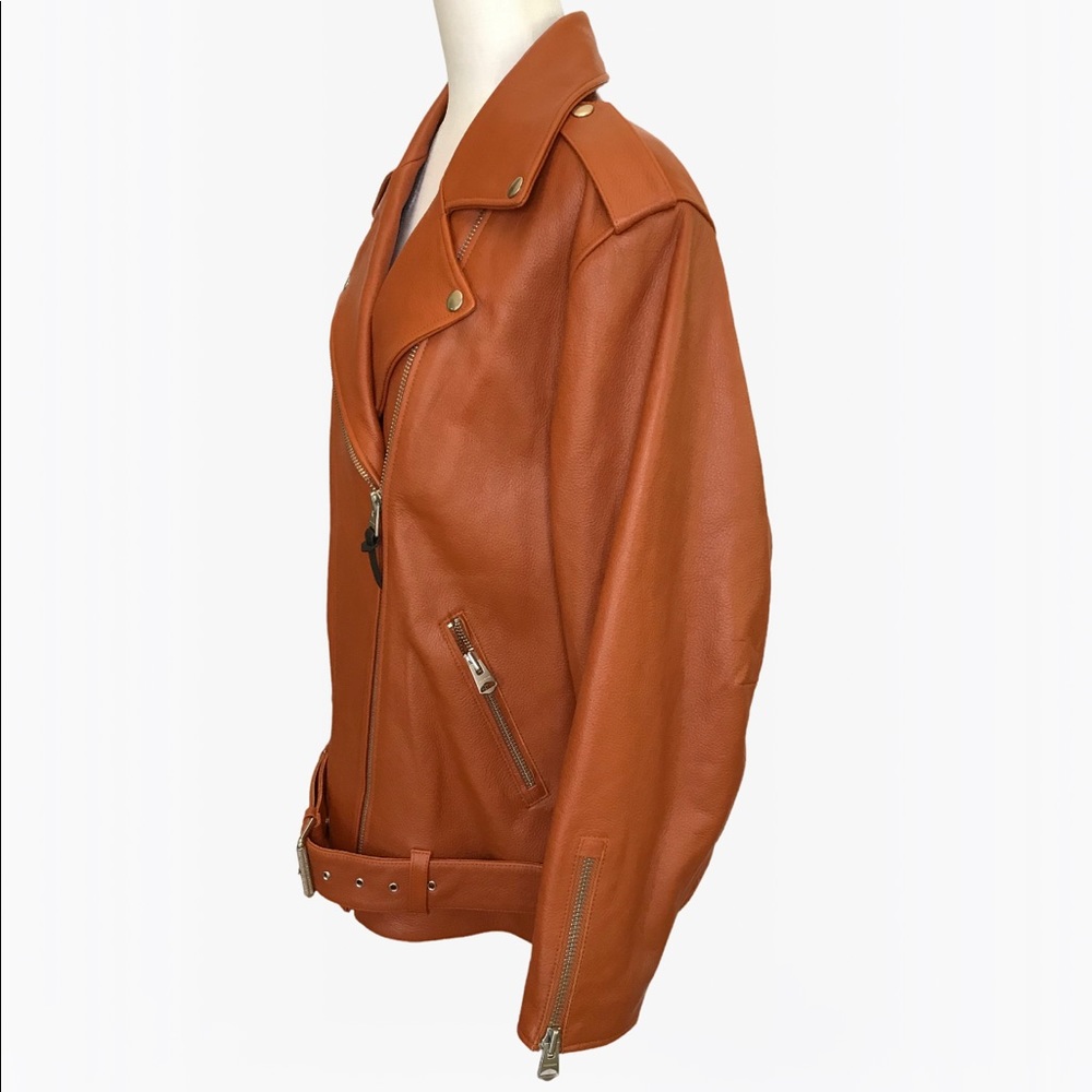 Mackage Jayda Oversized 100% Cow Leather Biker Jacket L/XL - Picture 9 of 17